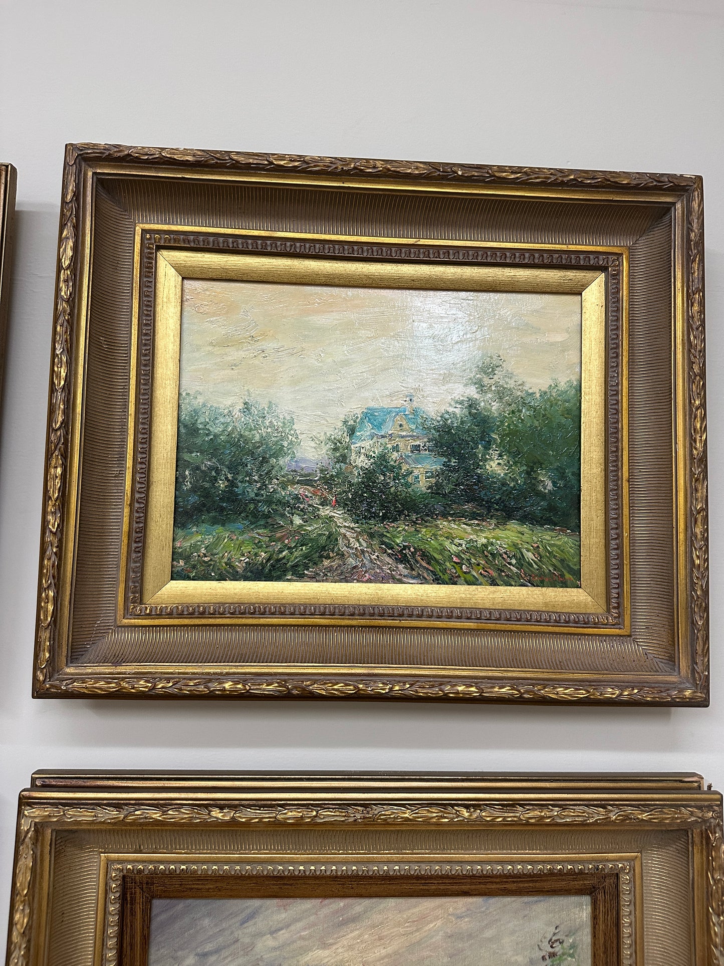 Vtg gold framed oil painting