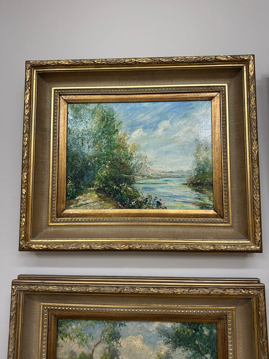Vtg gold framed oil painting