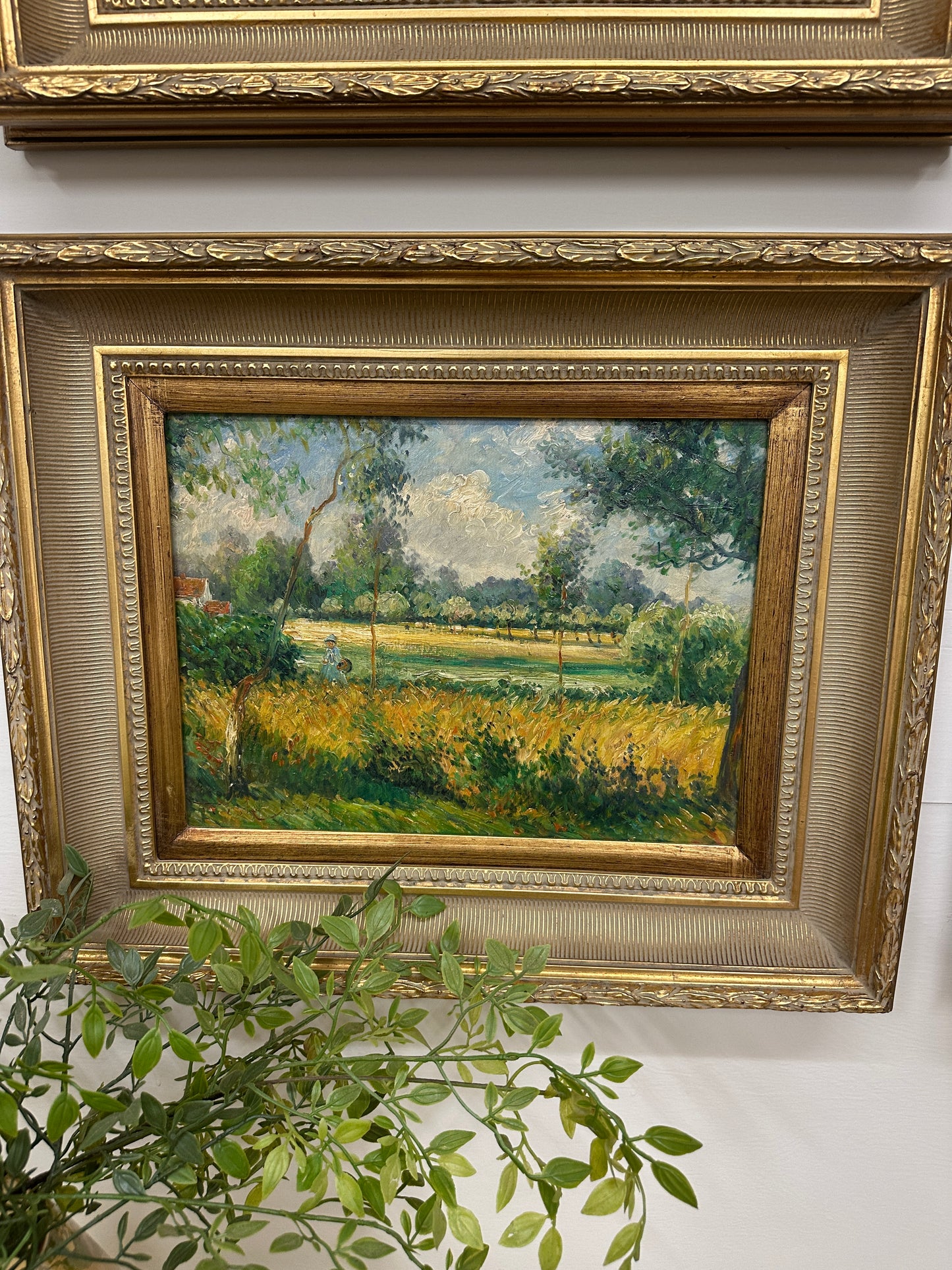 Vtg gold framed oil painting