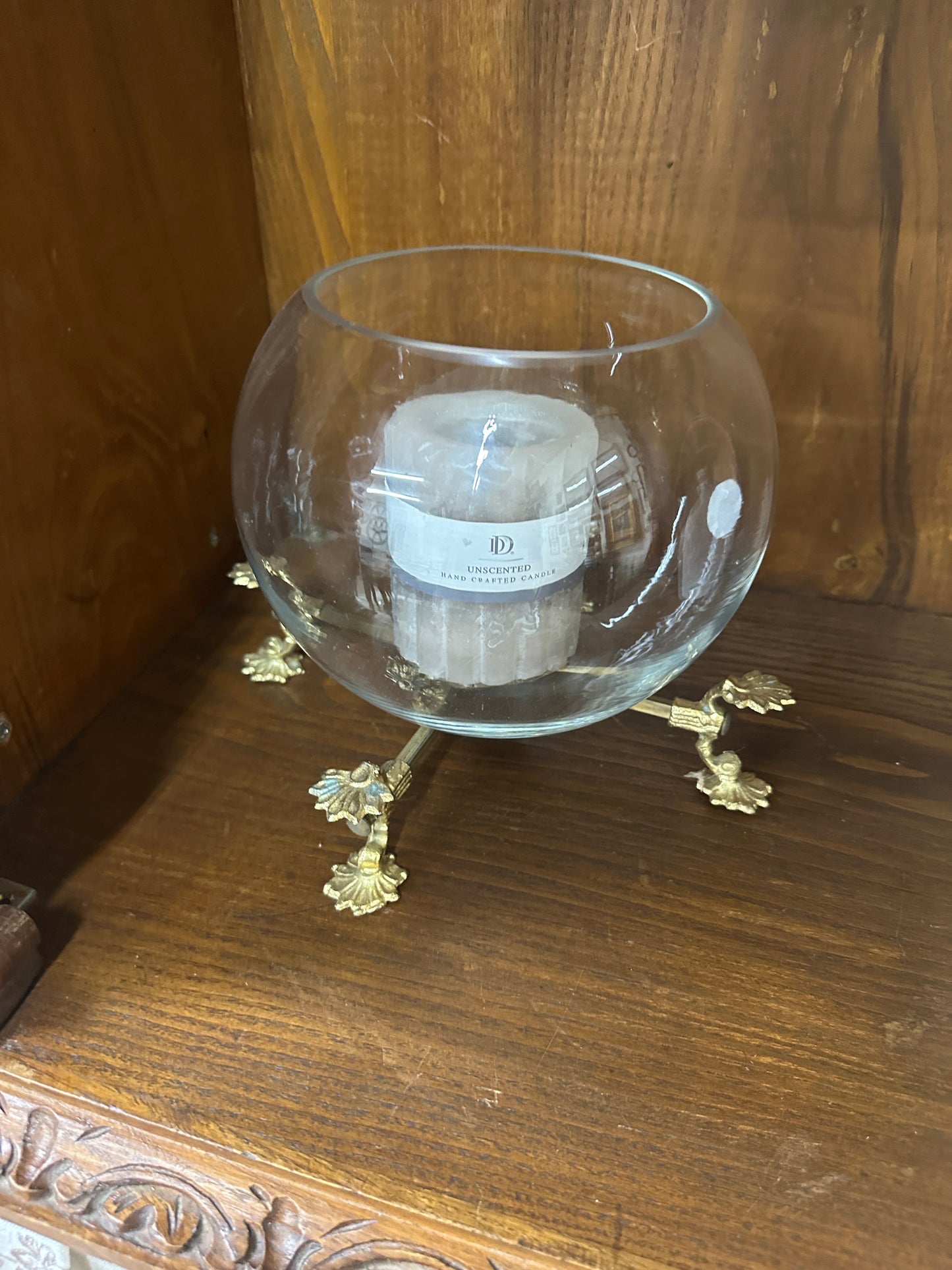 Vtg brass glass bowl
