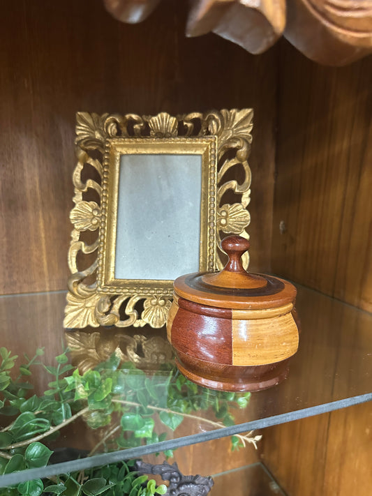 Vtg wood bowl lidded
