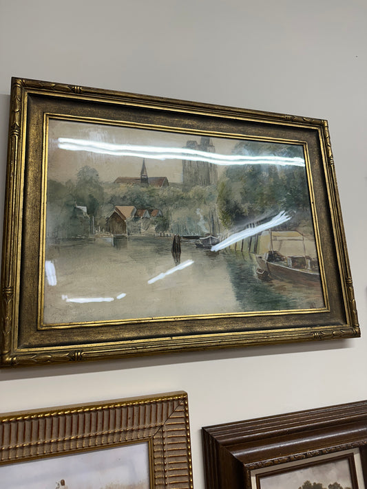 Vtg painting gold framed