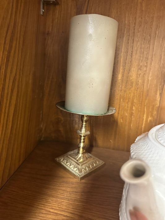 Vtg brass pillar candle holder