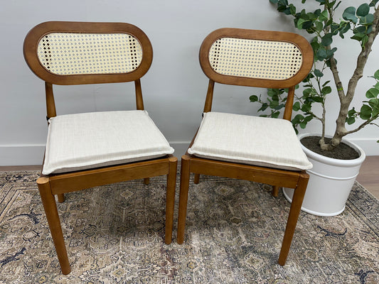 Acorn Modern Rattan Cane Dining Chair with Removable Cushion (Set of 2)