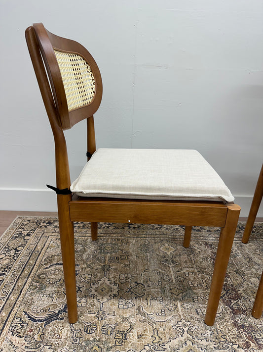Acorn Modern Rattan Cane Dining Chair with Removable Cushion (Set of 2)