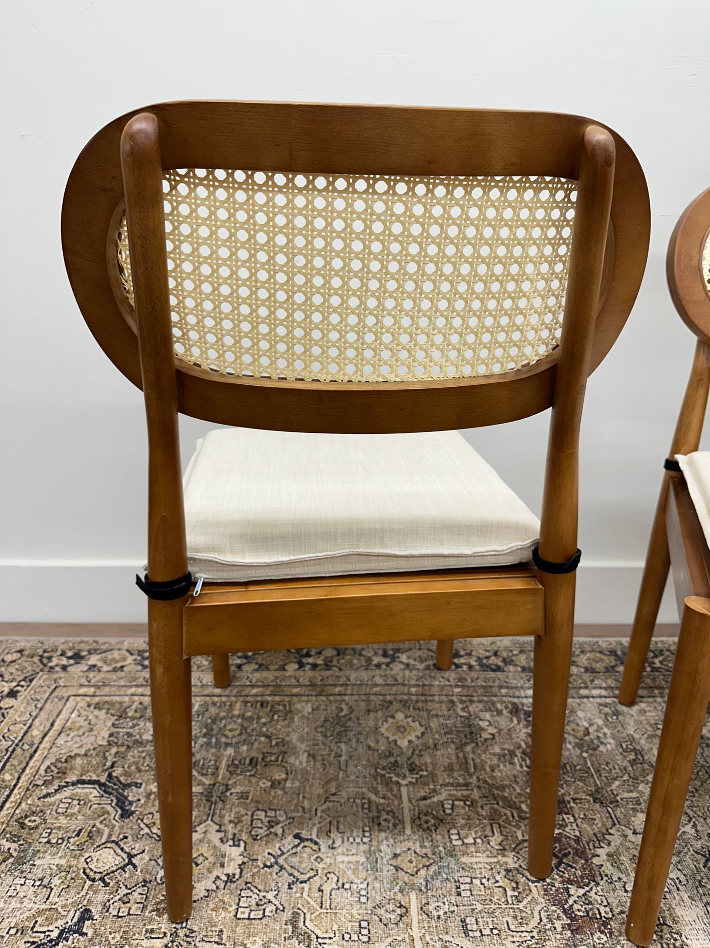 Acorn Modern Rattan Cane Dining Chair with Removable Cushion (Set of 2)