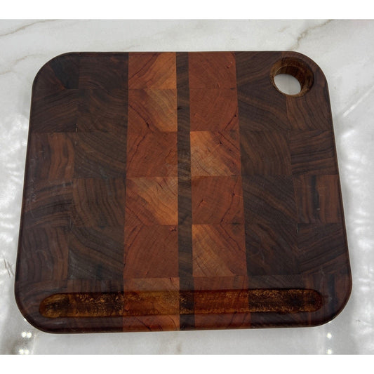 Heartwood Woodworks Cutting Board End Grain Walnut Cherry Butcher Block 9.5in