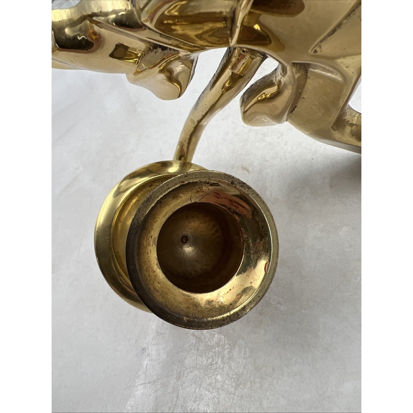 Vintage Candle Wall Sconce Brass Bow Ribbon Holder Brass Candle Holder