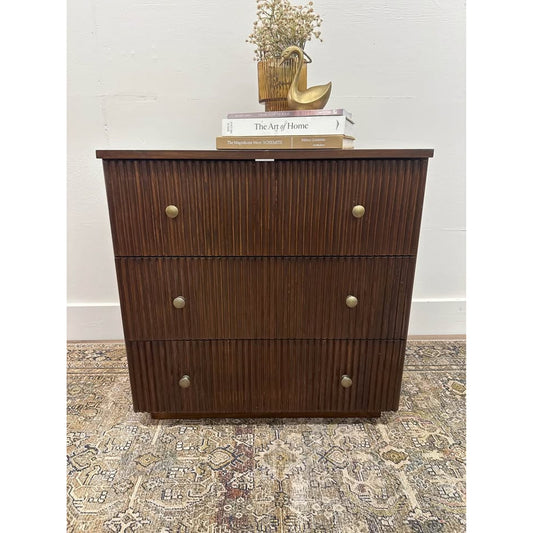 Albert 3-Drawer Nightstand End Table Wood Walnut Built In Outlet