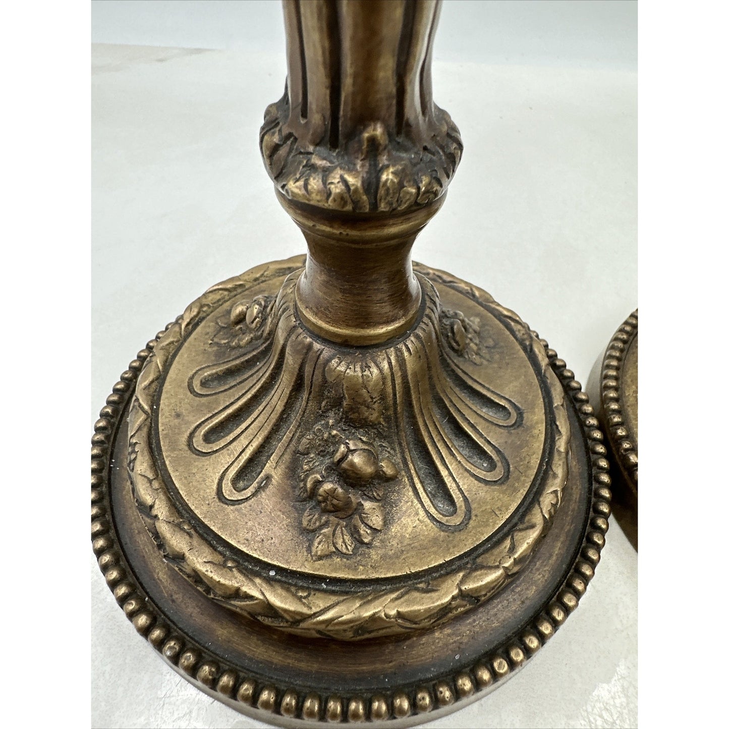 Vintage Brass Castilian Candle Holders Solid 12'' Lion Heads Set of 2