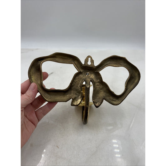 Vintage Candle Wall Sconce Brass Bow Ribbon Holder Brass Candle Holder