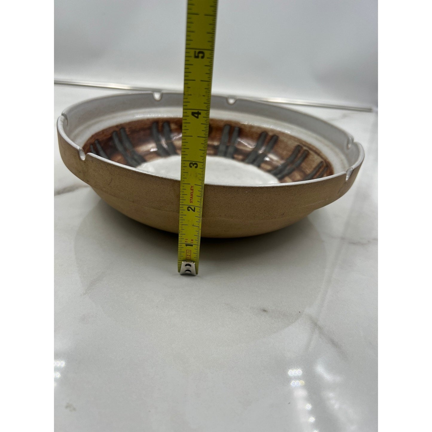 Marshall Studios Vintage MCM Ceramic Ashtray Brown Geometric M301-23-D38