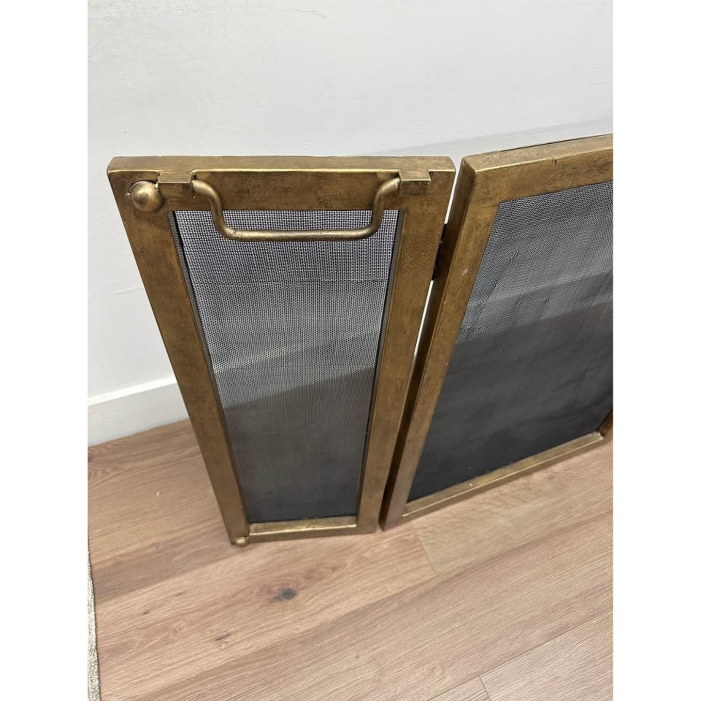 Pottery Barn Industrial Fireplace 48" 3-Panel -Brass Gold