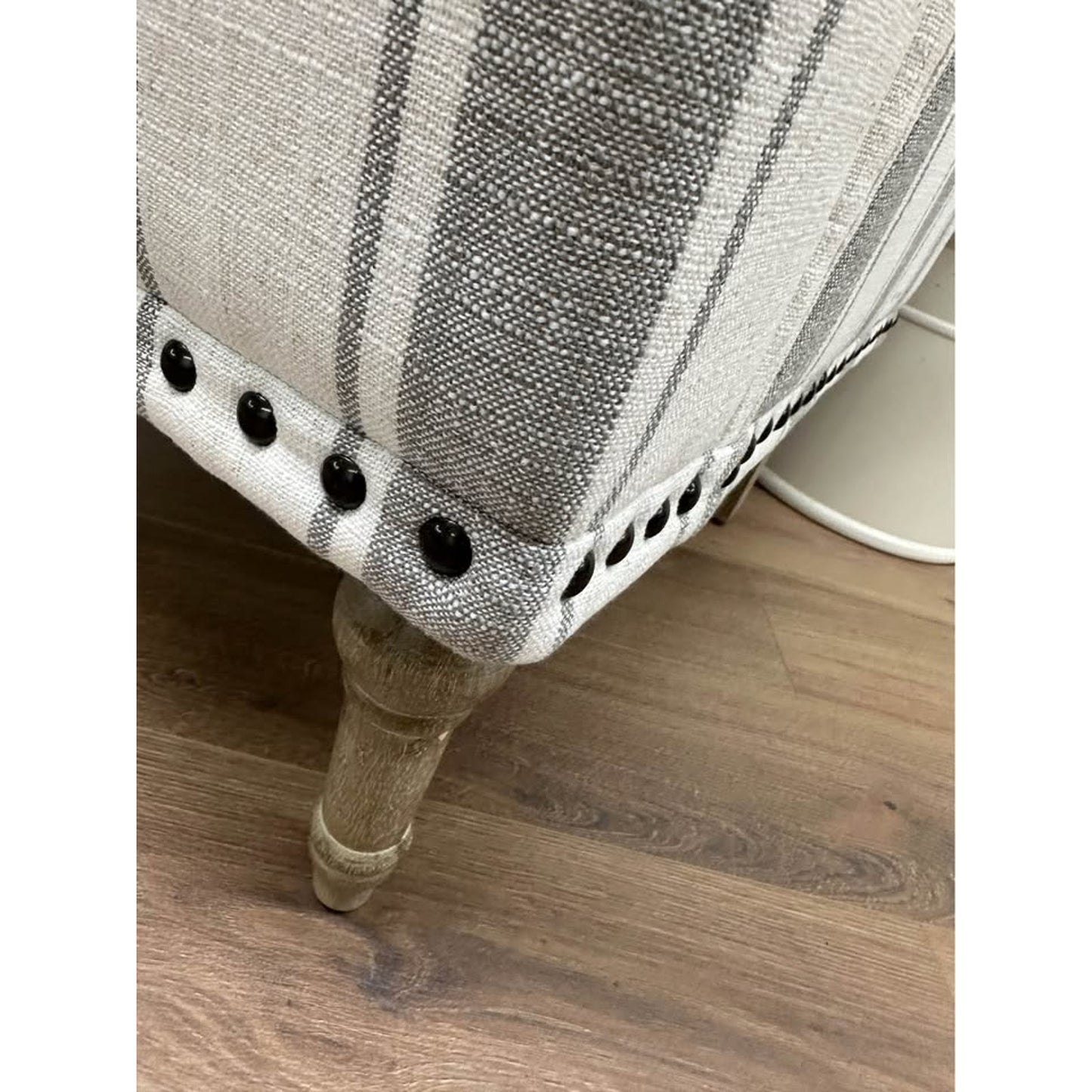 Battista Armchair-GREY Striped Nail Head Trim Farmhouse New Karat Home