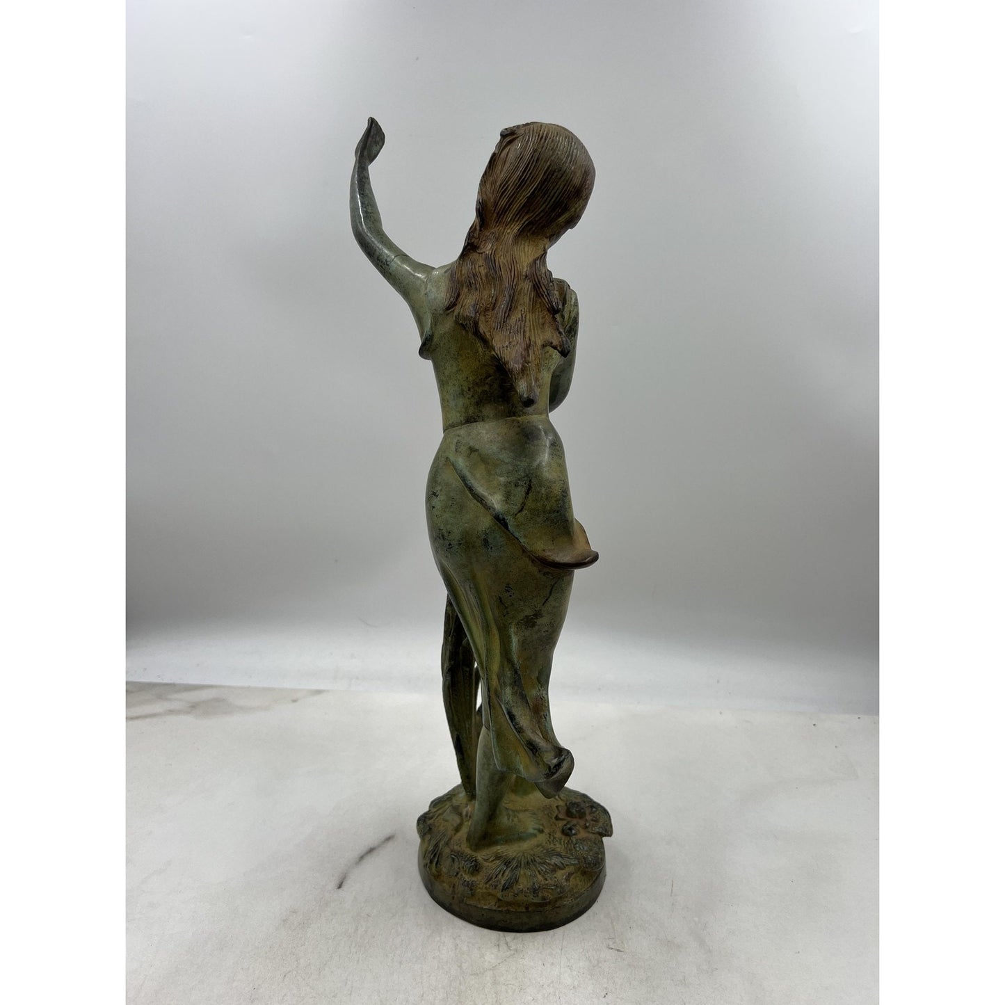 Vintage Art Nouveau Bronze Lady Statue India 18" Tall Elegant Female Figure