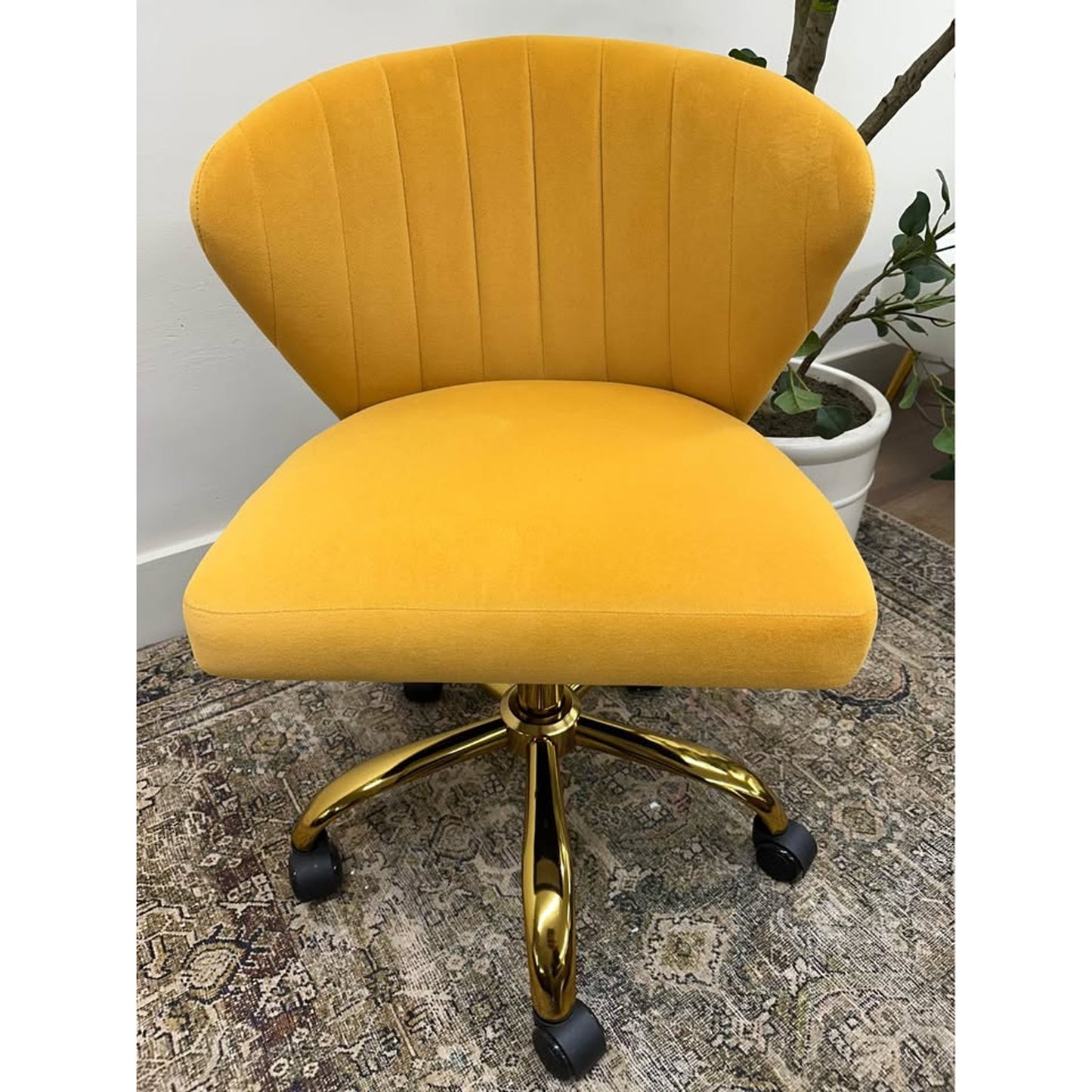 Ilia Task Office Chair Rolling Mustard Yellow Gold New Karat Home