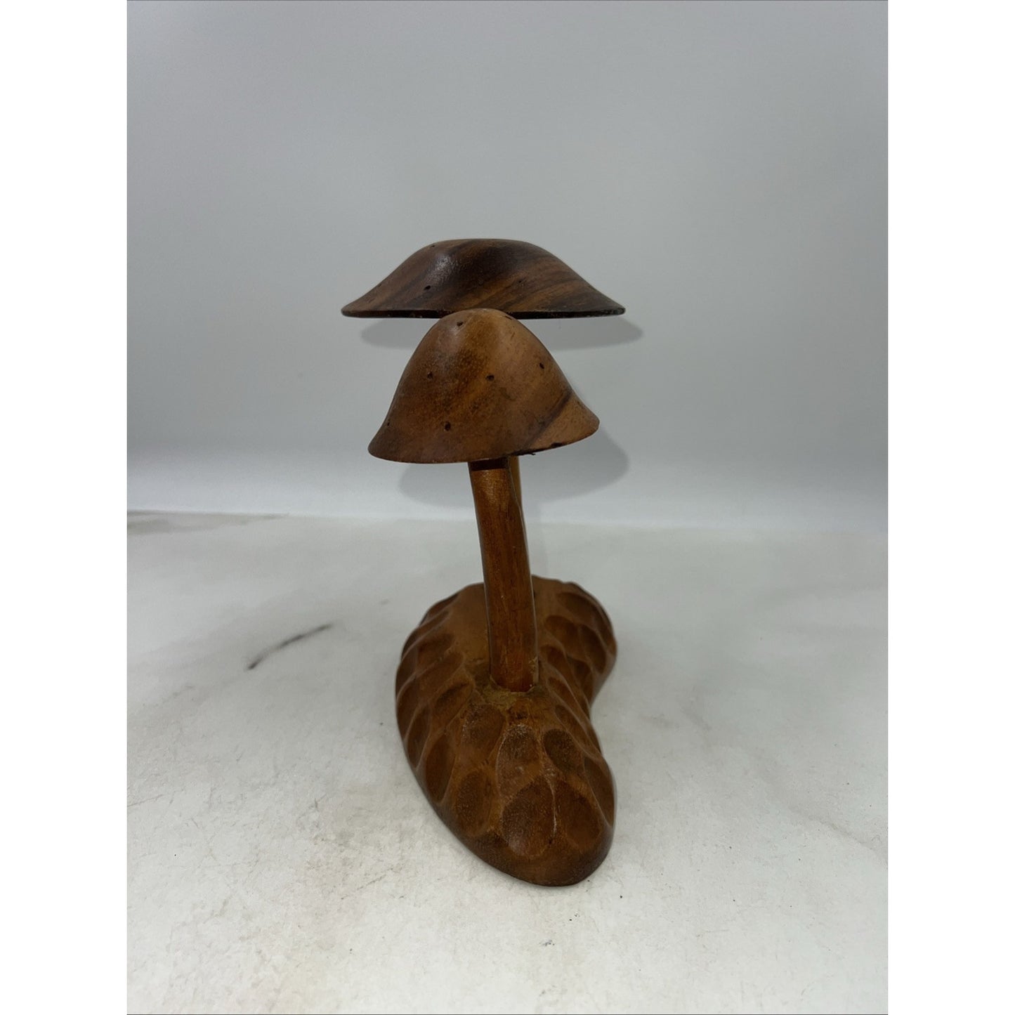 Vtg Teak Wood Mushrooms Toothpick Holder Handcrafted Philippines