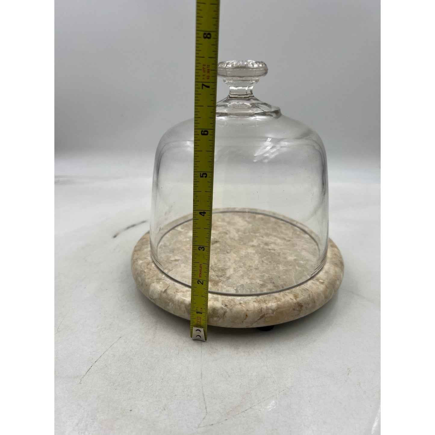 VTG Marble Base Glass Cloche Dome Cover Display Server Tray