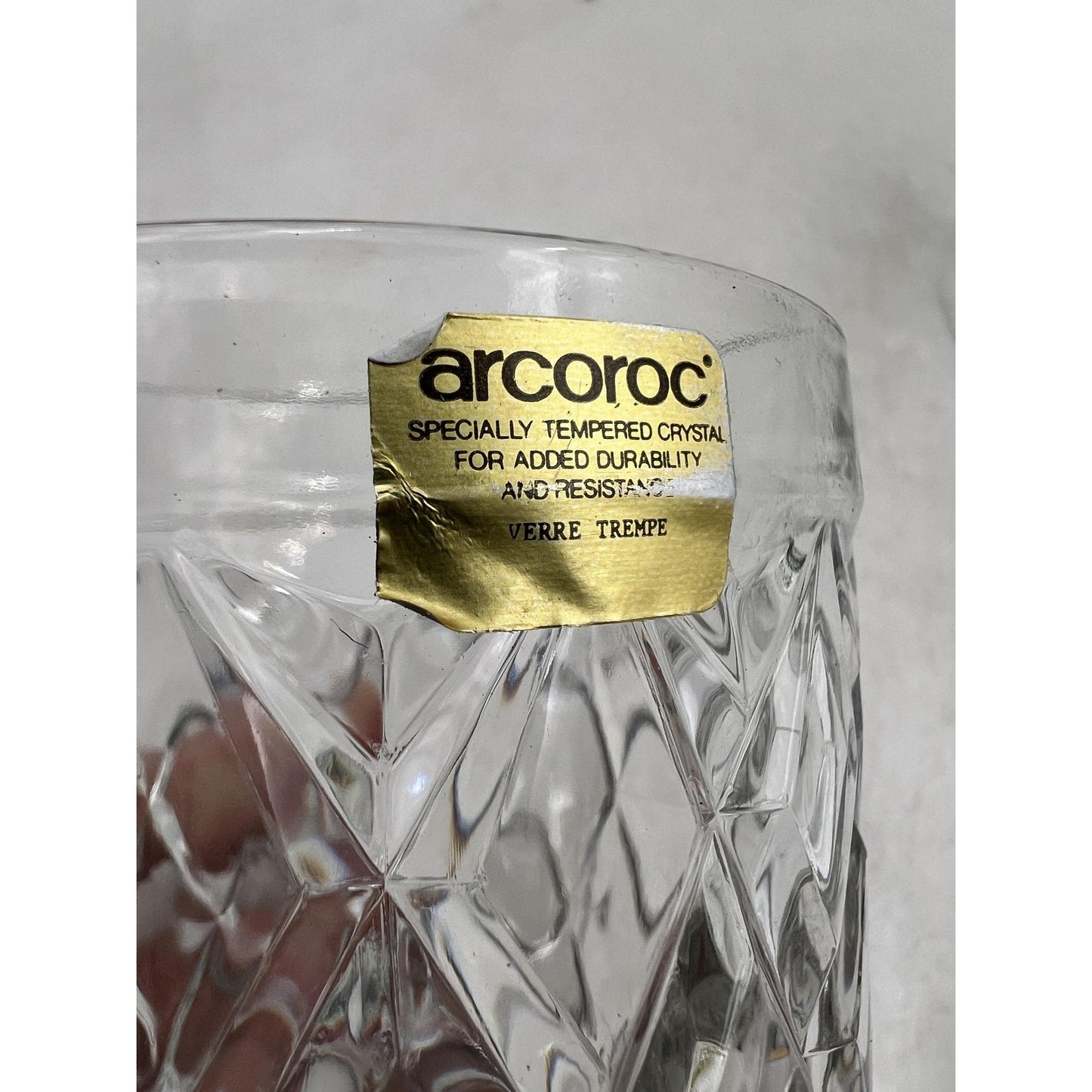Arcoroc Sebastien Diamond Cut Glass Mugs Set of 2 Tempered Crystal Clear Coffee