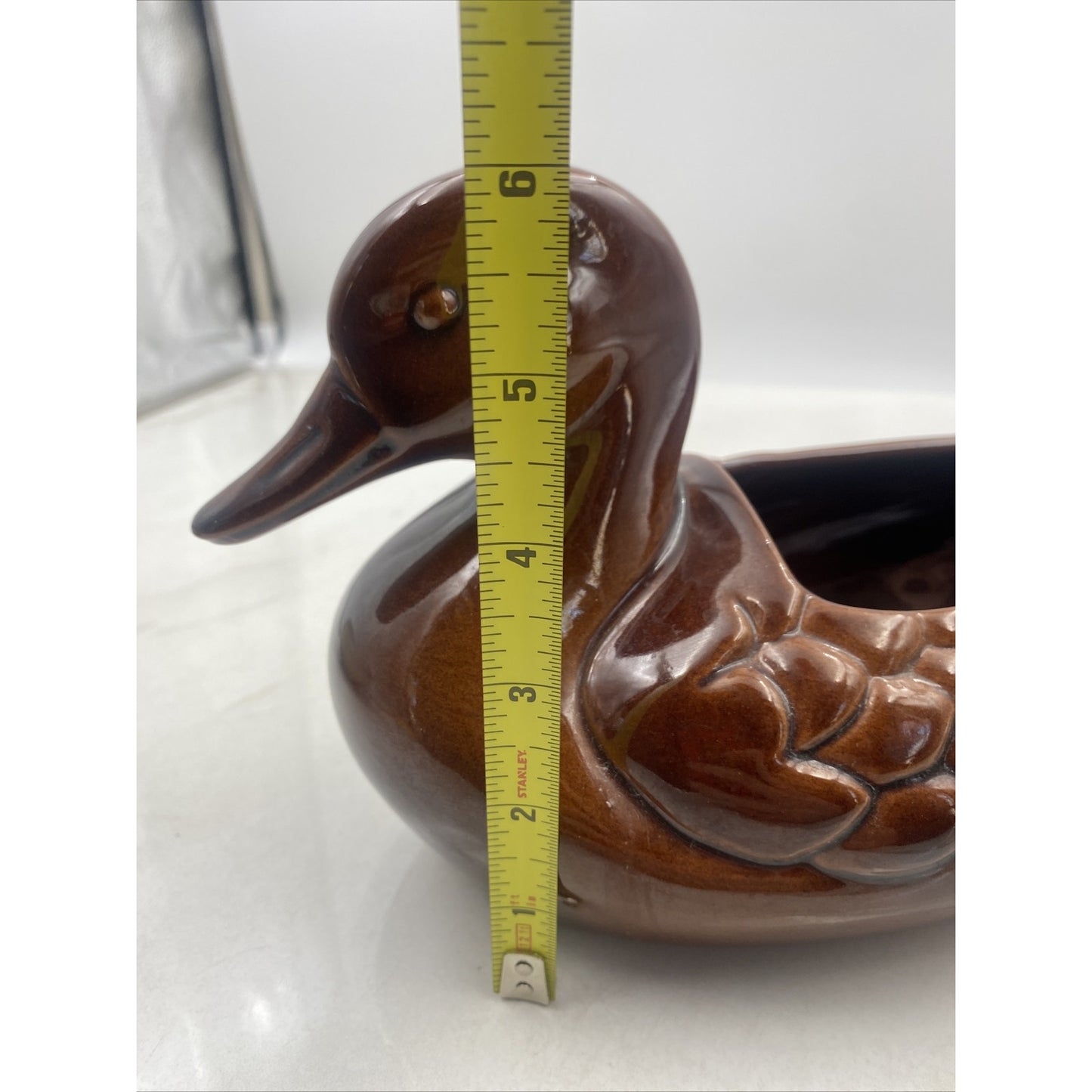 Vintage Frankoma Pottery Duck Planter 208A Brown Flower 10” Cottage Deco