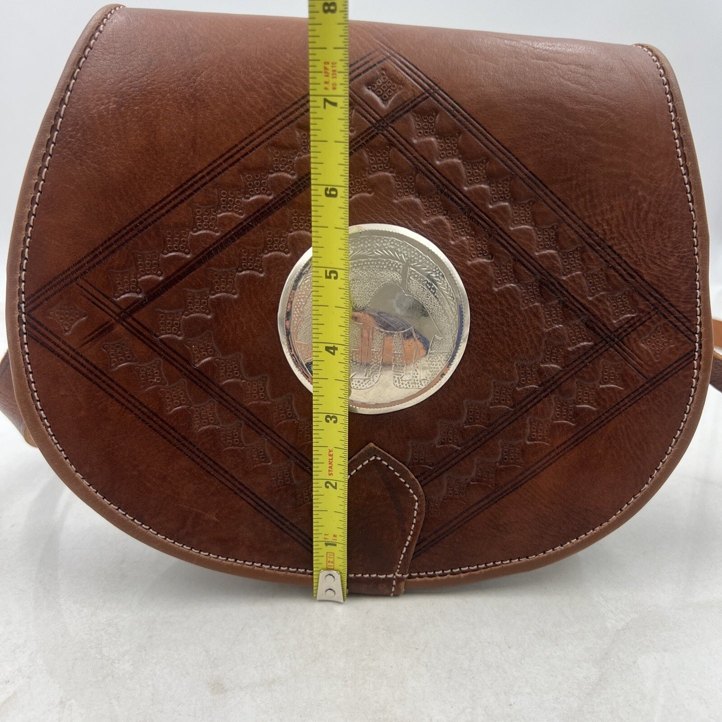 VTG Saddlebag Purse Women’s Brown Tooled Leather Camel Shoulder Bag