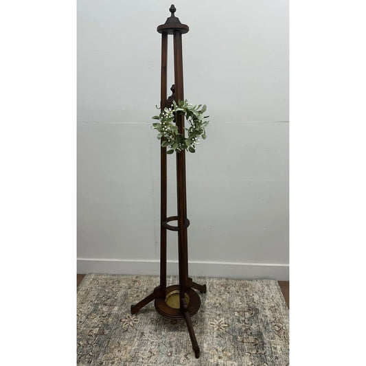 Mid Century Mahogany Coat Rack Umbrella Stand Hall Tree