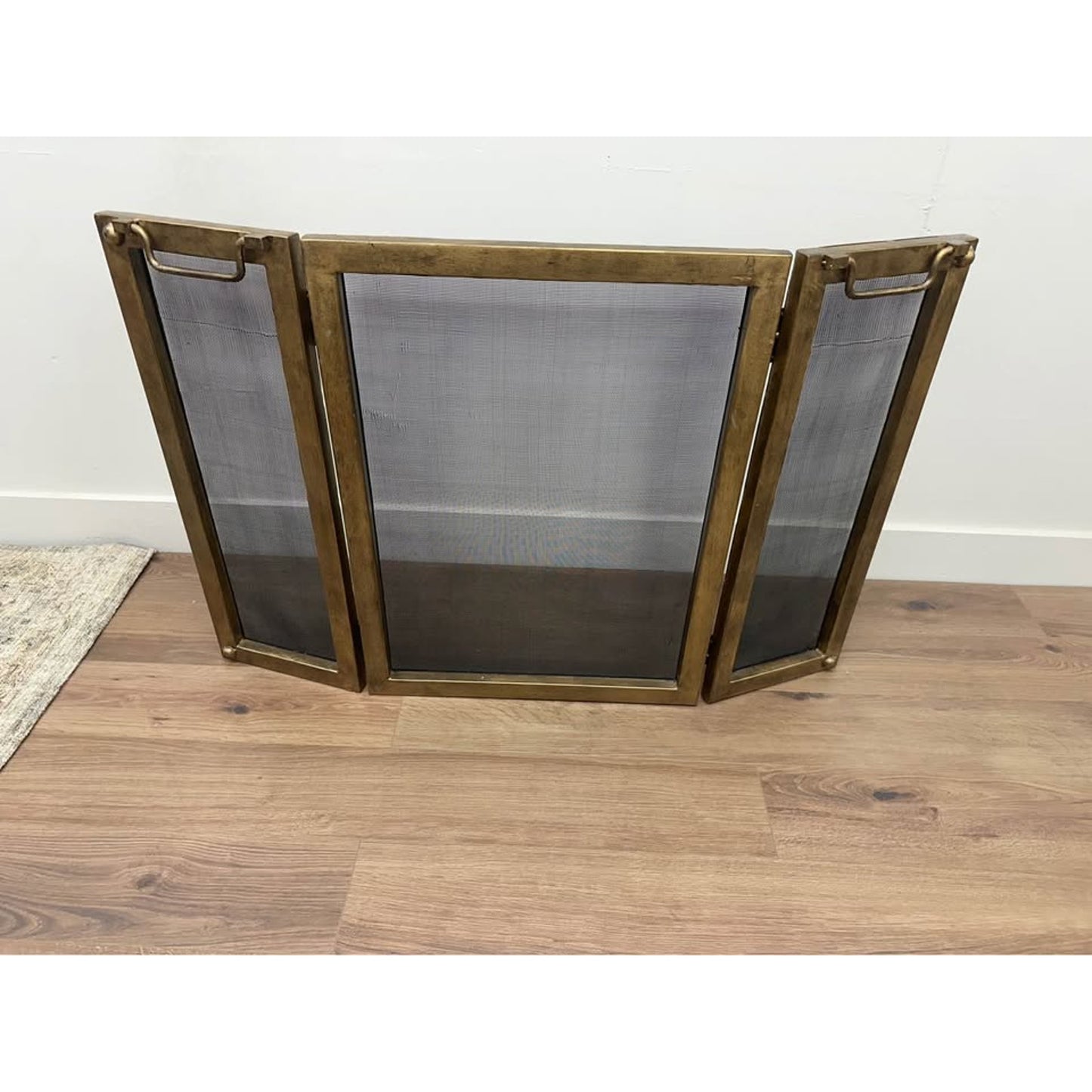 Pottery Barn Industrial Fireplace 48" 3-Panel -Brass Gold