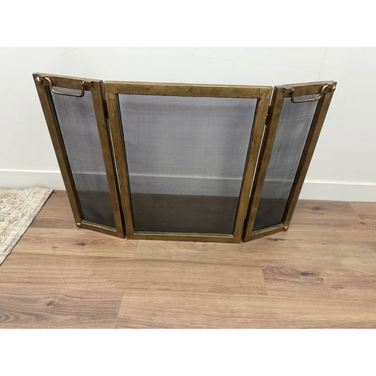 Pottery Barn Industrial Fireplace 48" 3-Panel -Brass Gold