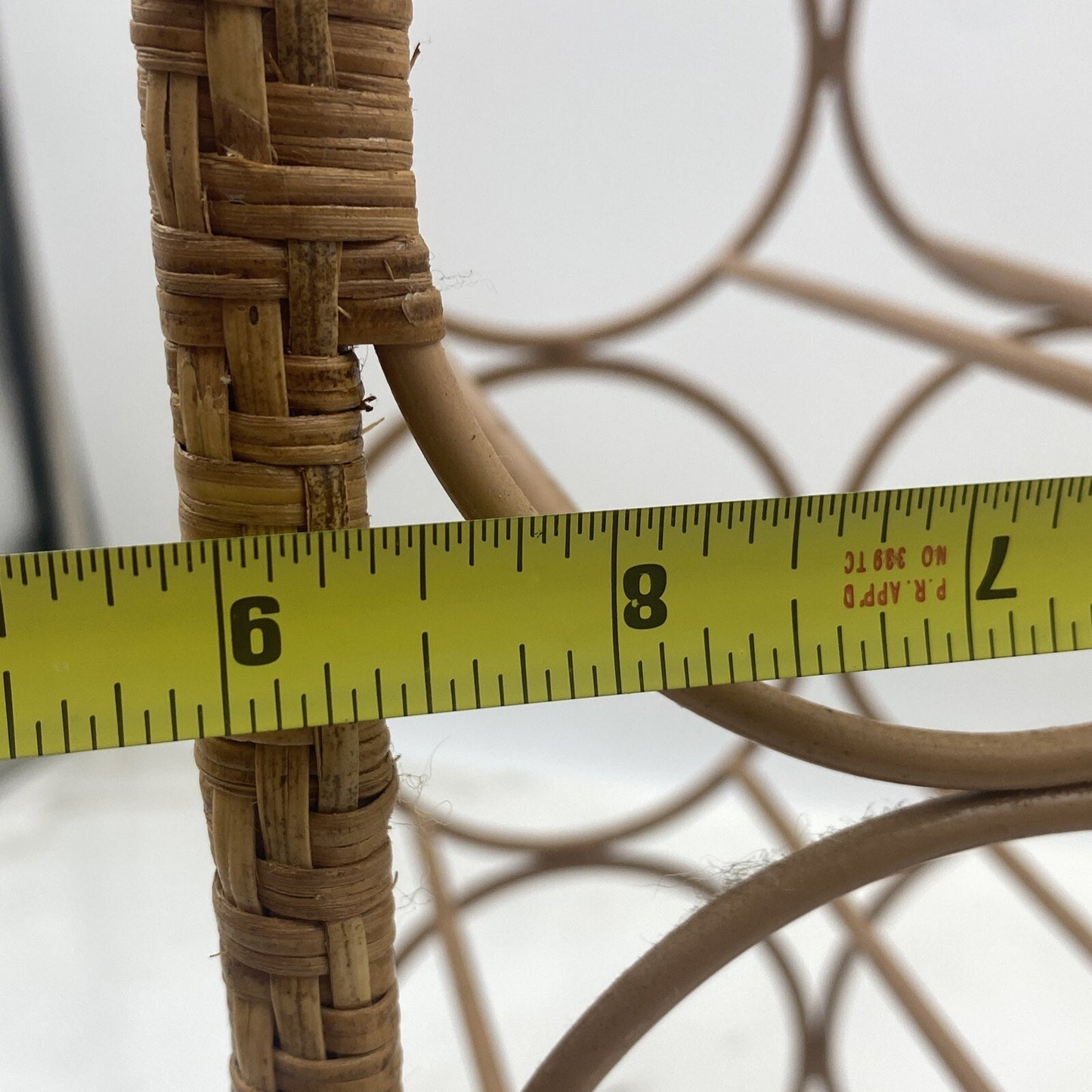 VTG Wicker Wine Rack Freestanding 7 Bottle Bamboo Holder 18" Tall Boho Hippie