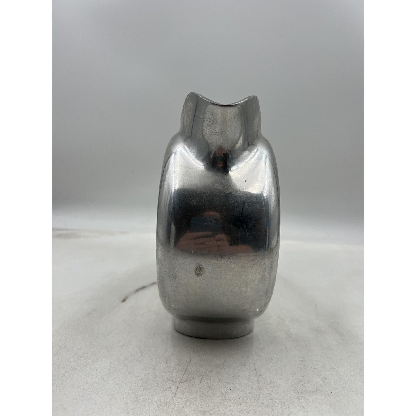 Wilton Mount Joy PA Round Pitcher Cast Metal Jug Silvertone Made in USA MCM