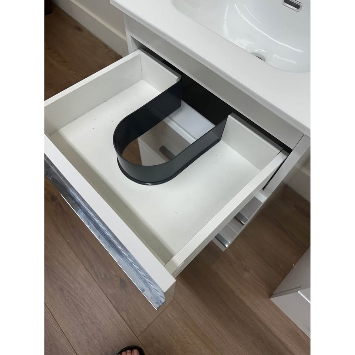 Marlaya 20" High Gloss White Silver Accents Bathroom Vanity w/Sink Set of 2