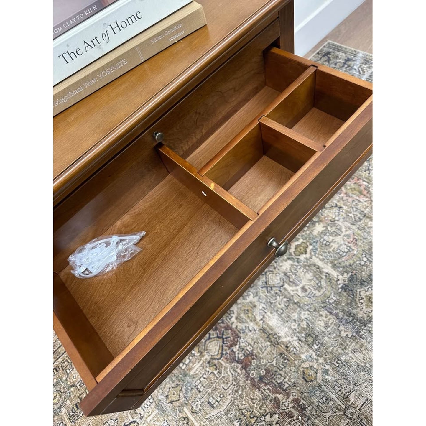 Dominic 3 Drawer Nightstand Walnut Stain Built-In Outlets Wood