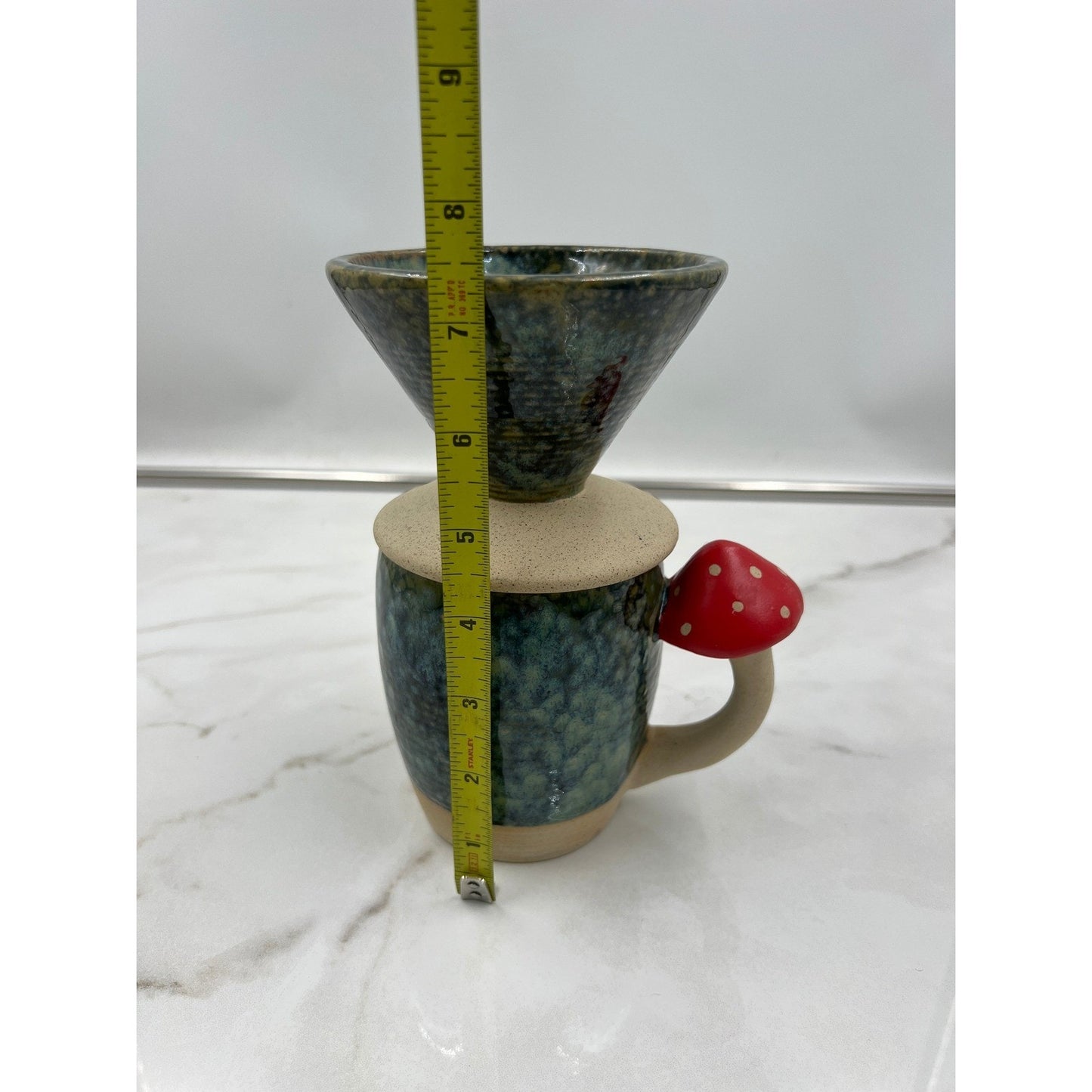Urban Outfitters UO Home Mushroom Pour Over Coffee Mug Set Teal Green Ceramic