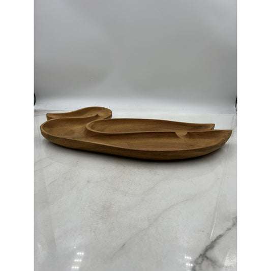 Vintage Duck Shaped Wooden Divided Serving Tray 19in Hand Carved Rustic Decor