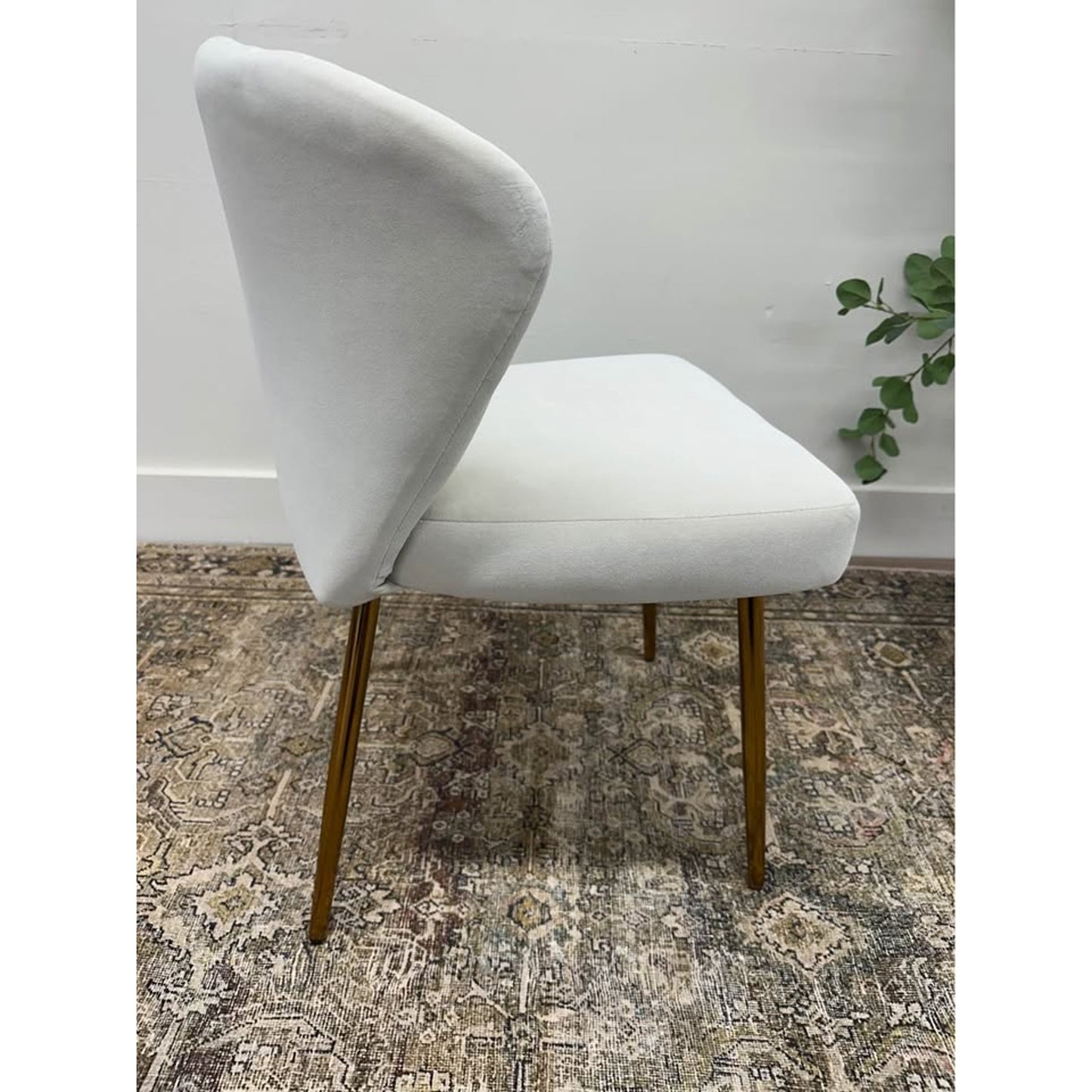 Milia Dining Chair IVORY Dining Kitchen Living Velvet Upholstered Gold Leg