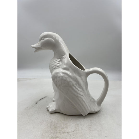 Vintage Ceramic Duck Pitcher Jug Farmhouse Decor 9" Tall Rustic Gift Collectible