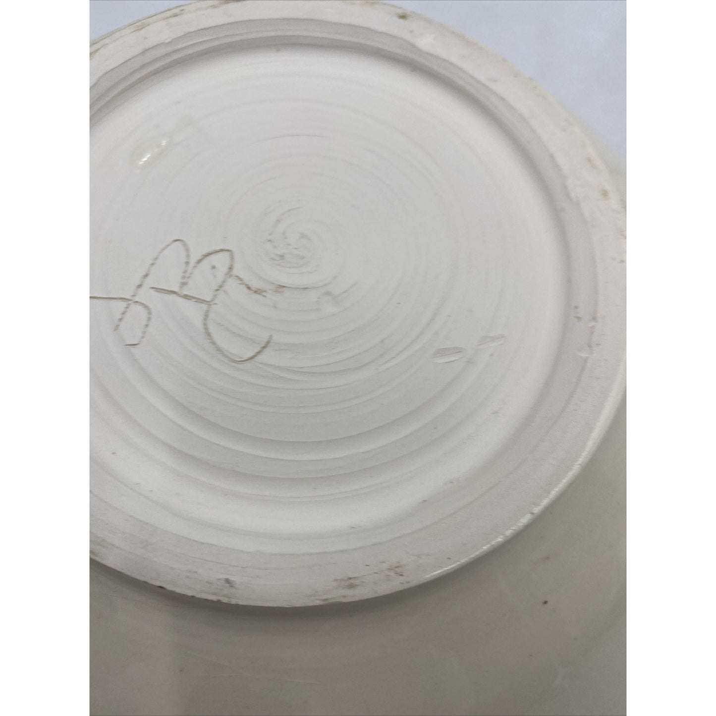 Studio Pottery Serving Bowl Handmade Spring Flowers Blue 12” Easter Spring