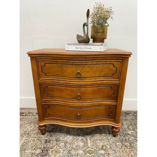 Alois 3 Drawer Nightstand End Table Wood Acorn Finish Built In Outlet