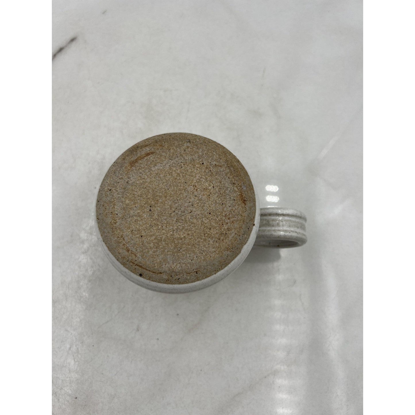 Handmade Studio Pottery Stoneware Creamer Mini Pitcher Blue Band Speckled