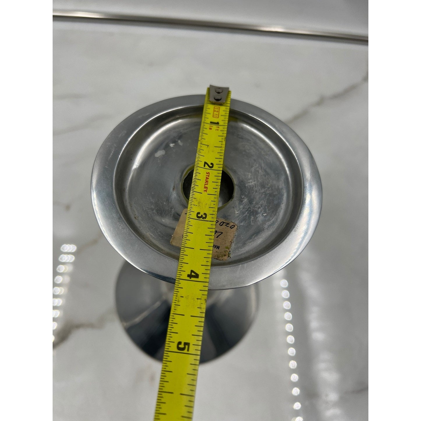 Lunares San Francisco Polished Aluminum Candlestick Holder Mid Century Mod Style