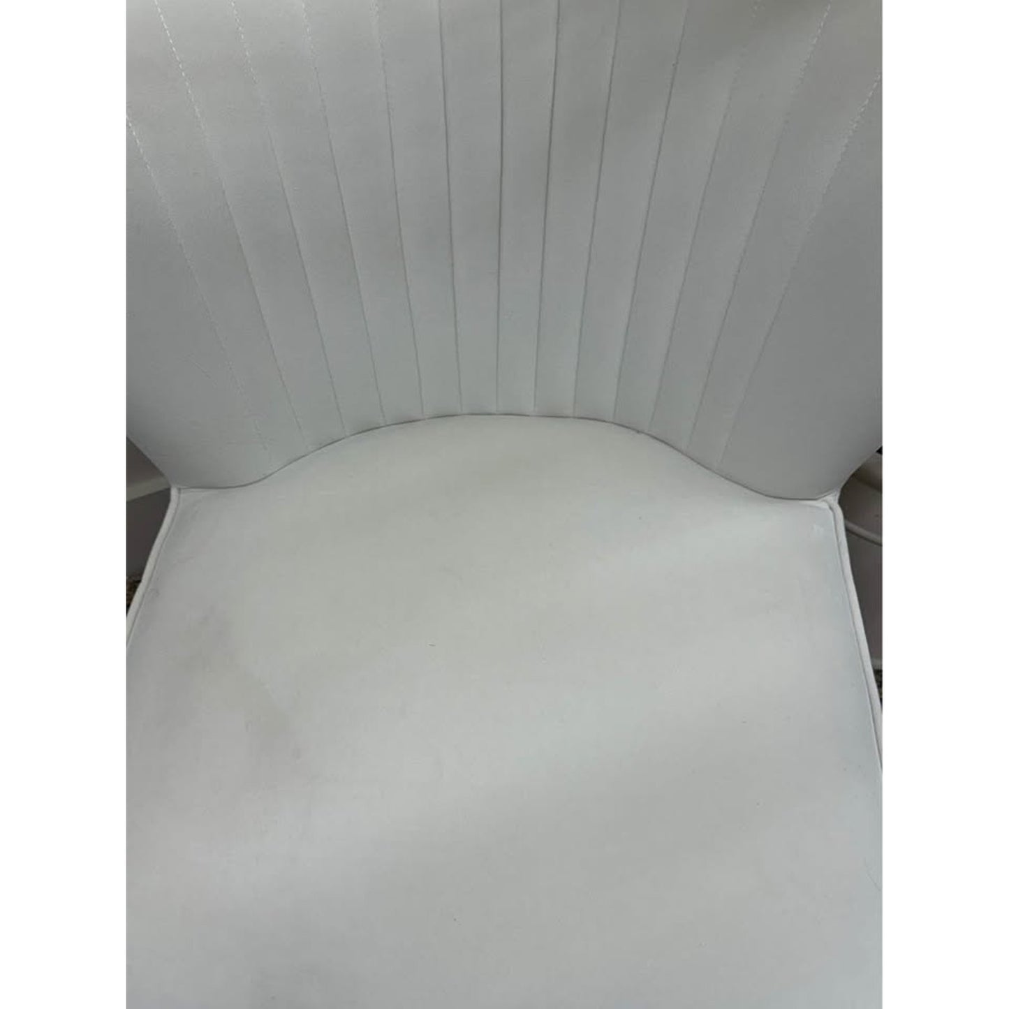 Donata Barrel Chair IVORY Upholstered Scalloped Back Velvet Gold Legs Side Chair