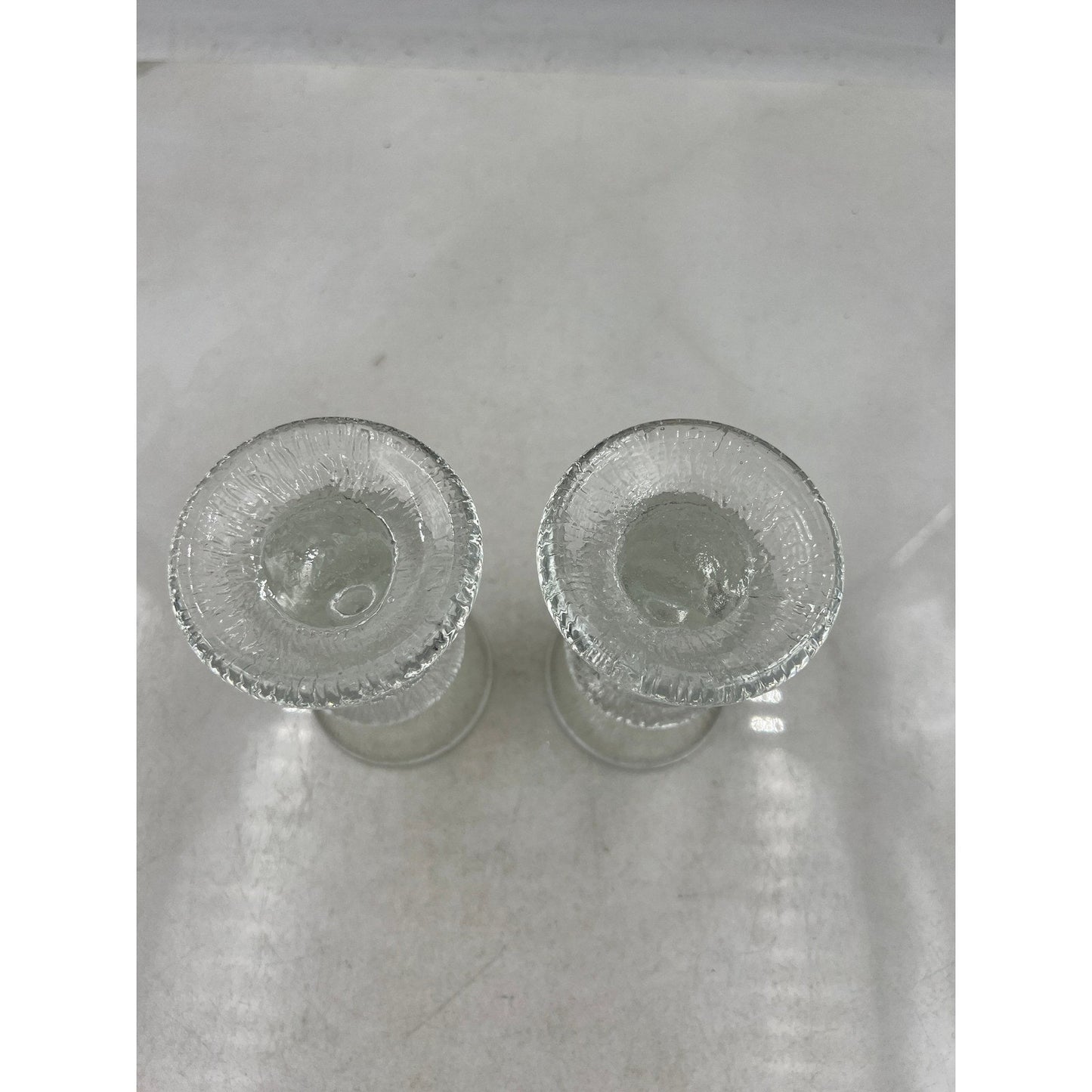 VTG Glass Candlesticks Pukeberg Staffan Gellerstadt Eisglass Candleholder
