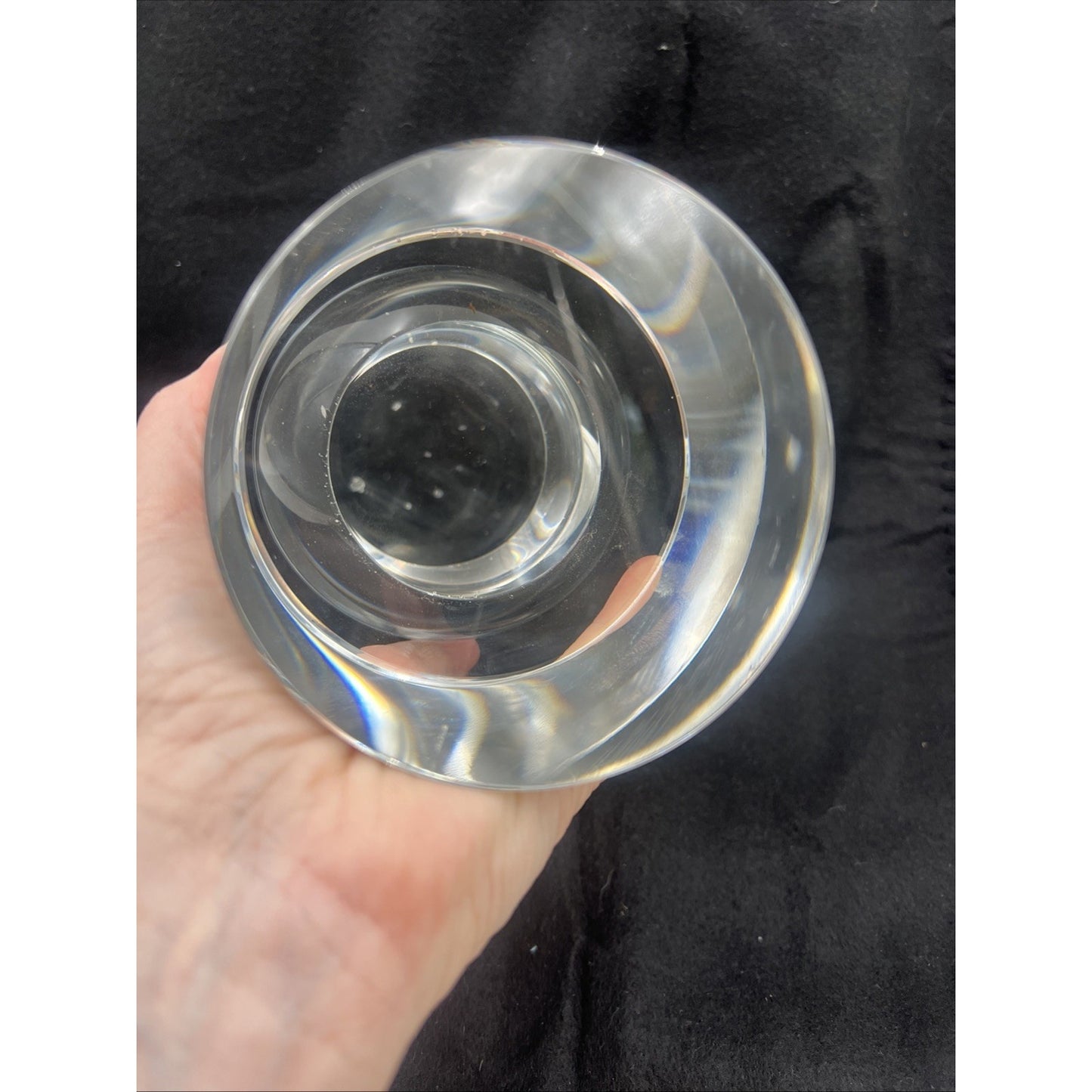 Vintage Crystal Candle Holder 9.5" Clear Ball Pillar Candle Modern