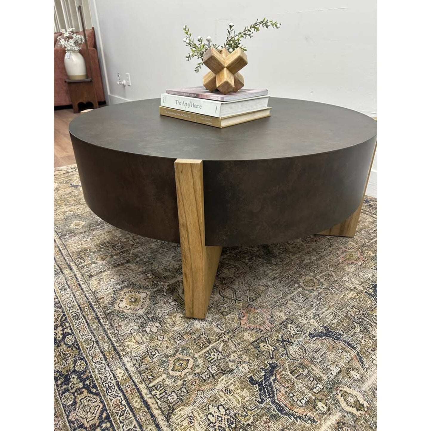 Glendo Single Coffee Table By The Twillery Co. Round Drum Style Wood Base