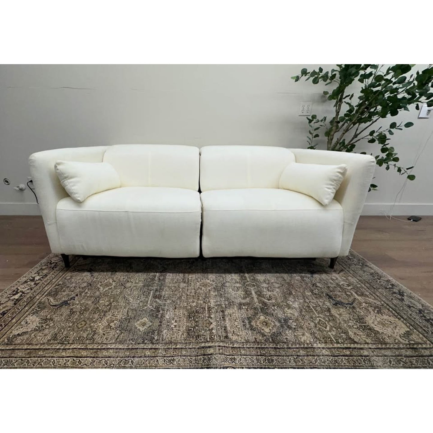 Sofa Couch Power Reclining with Power Headrest Ivory Side Pillows
