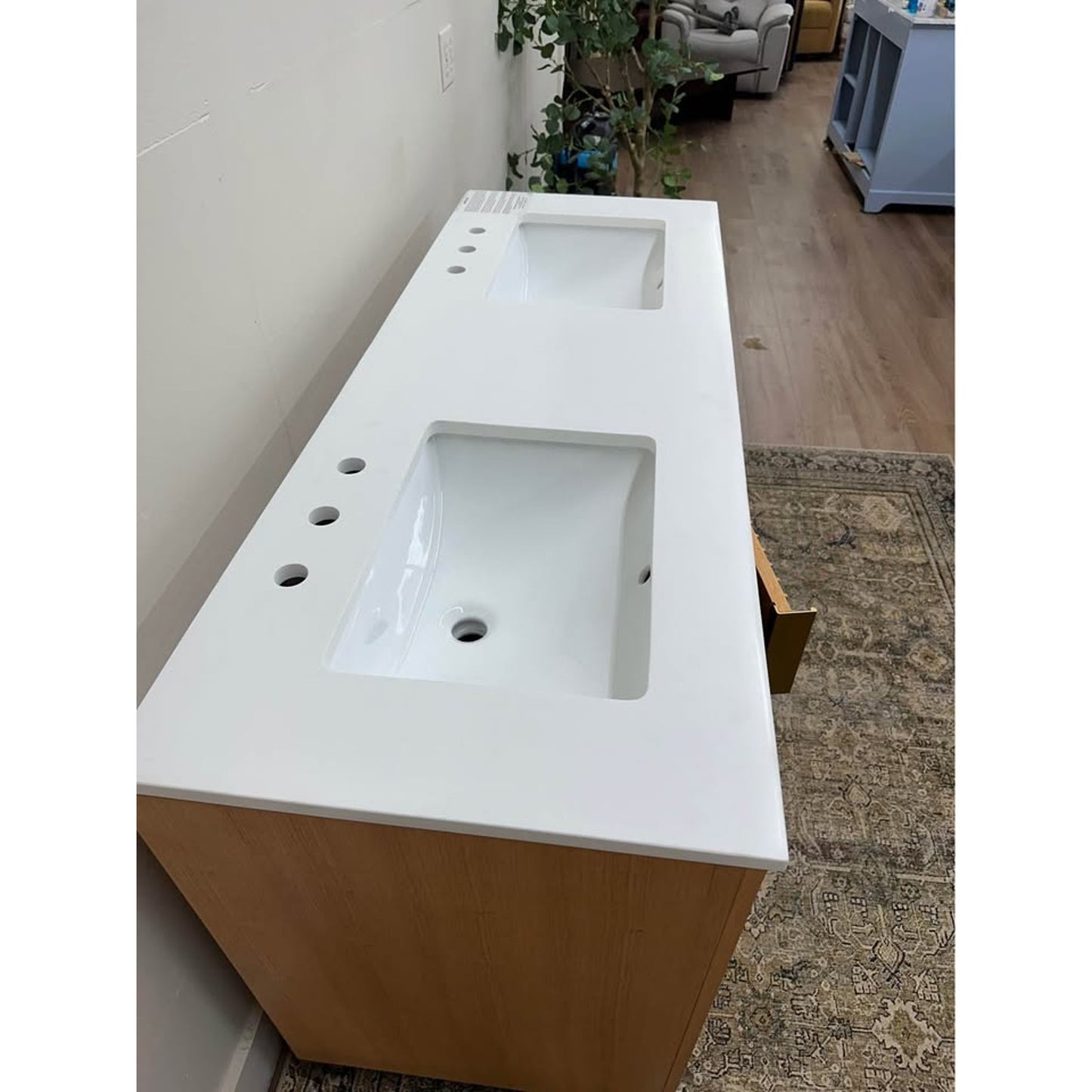 Turlington 60 In. Oak Bath Vanity Set White Quartz Vanity Top White Undermount Basin Ancerre