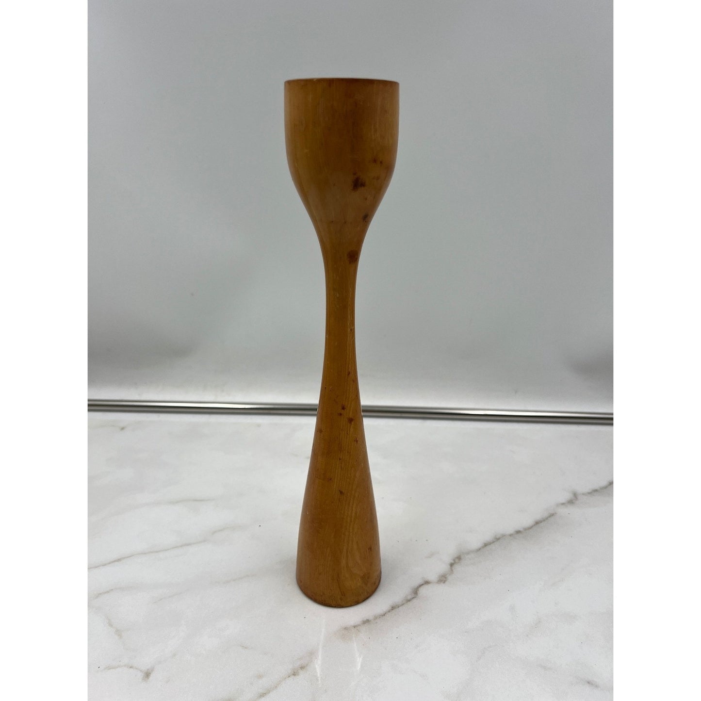 Vintage Mid Century Modern Wood Candlestick Holder Danish Style Tapered 12 Inch
