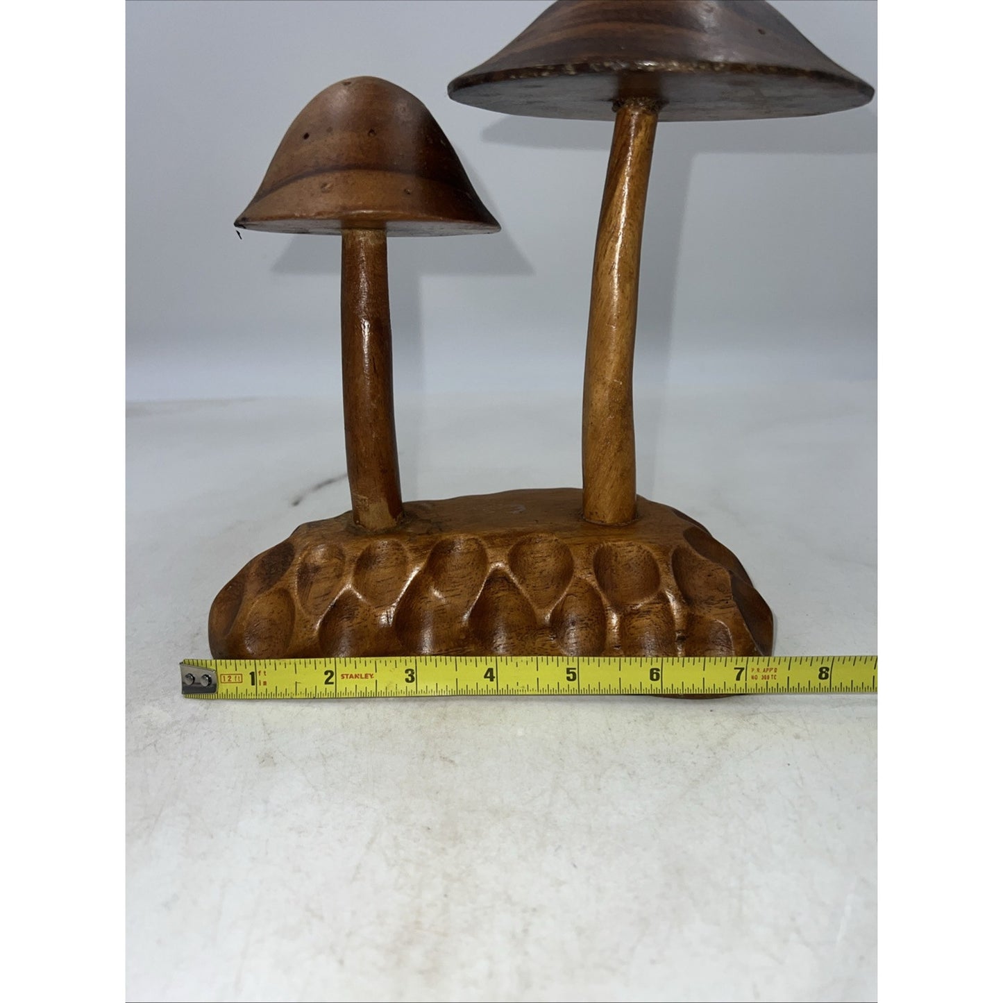 Vtg Teak Wood Mushrooms Toothpick Holder Handcrafted Philippines