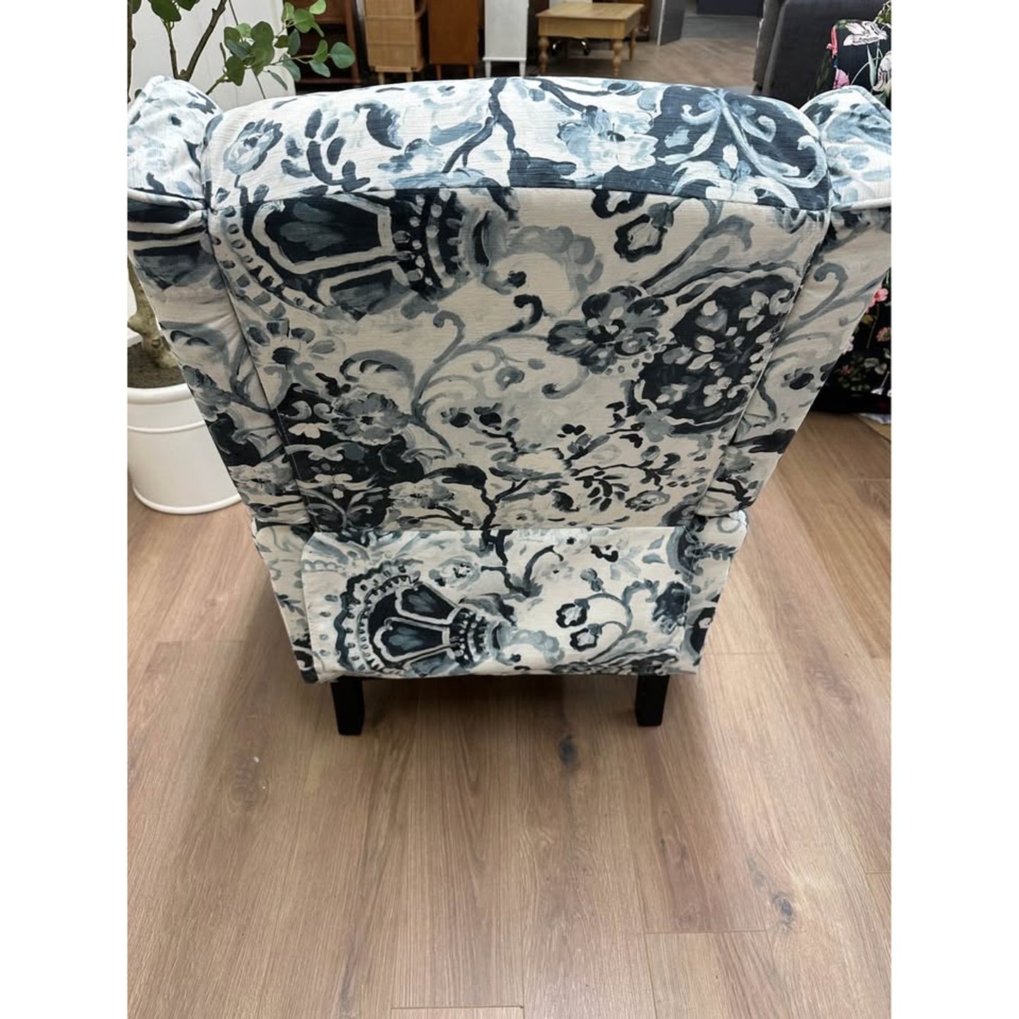 Asikli Manual Recliner Blue White Floral Upholstered Fabric New Karat Home