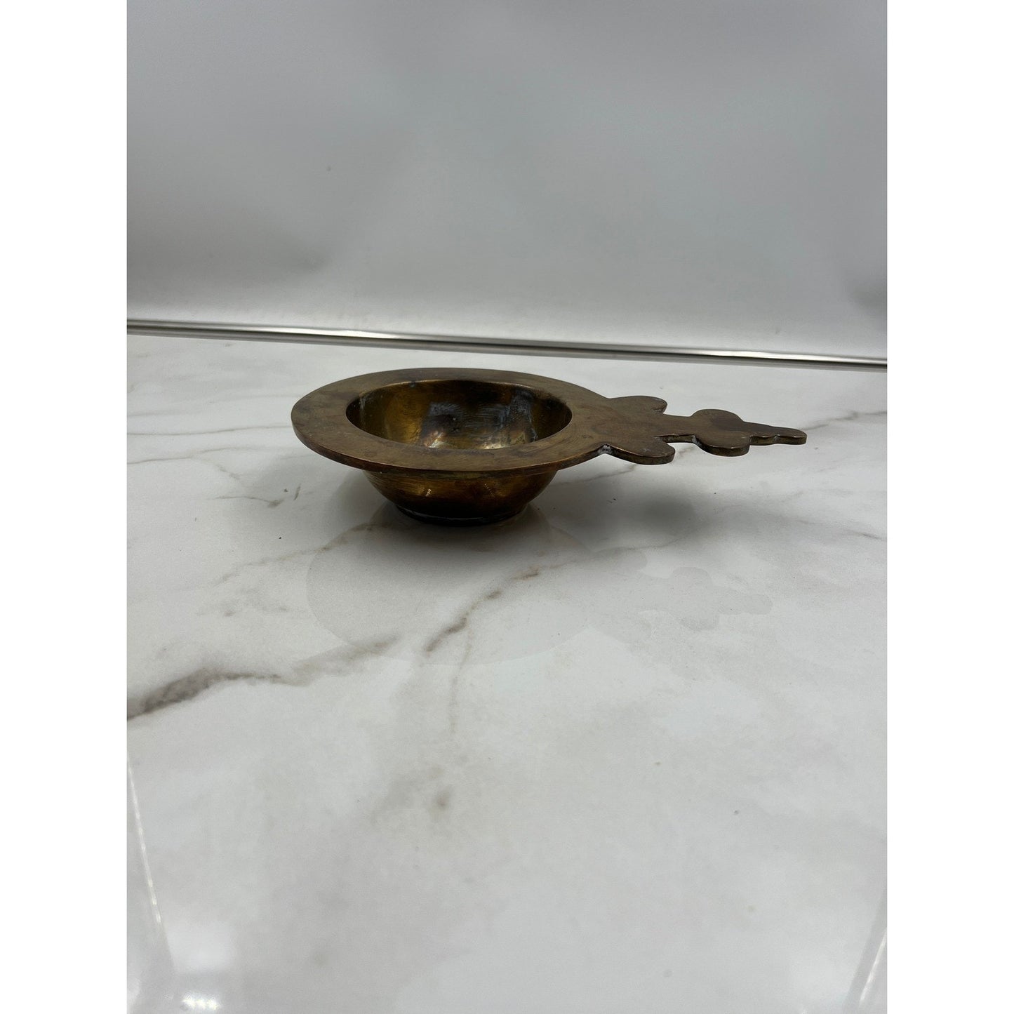 Vintage Almazan Spain Brass Bowl Ornate Handle Small Catchall Dish Ashtray